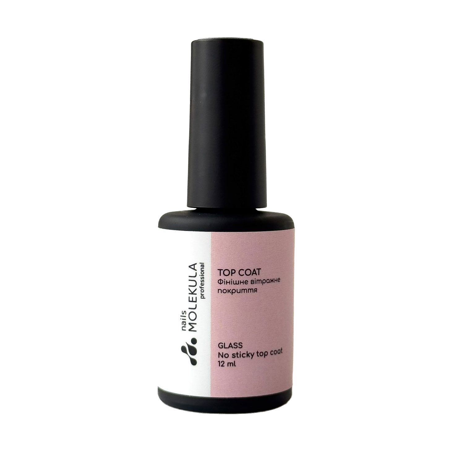 Вітражний топ для гель-лаку Nails Molekula Professional Glass No Sticky Top Coat без липкого шару, GС202, 12 мл
